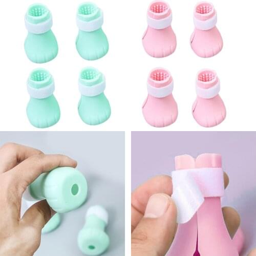 4x Adjust Silicone Bathing Anti-Scratch Grooming Pet Cat Paw Protector Shoes