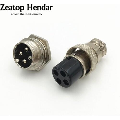 5 Set GX16 4 Pin XLR 16mm Male + Female Audio Cable Connector Aviation Plug Panel Chassis Mount Adapter