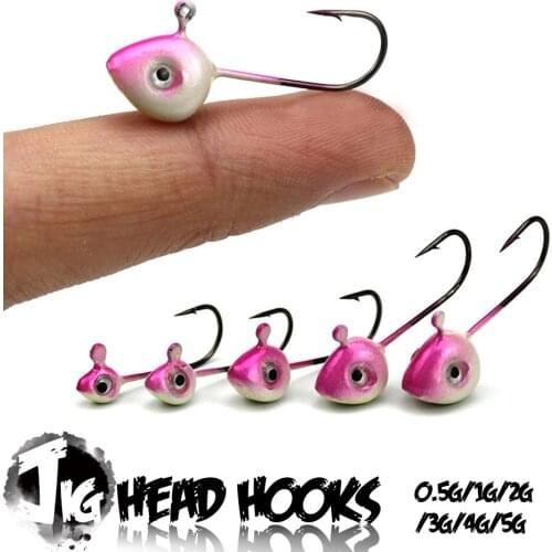 5Pcs/Lot Luminous Crank Jig Head Hooks 0.5g/1g/2g/3g/4g/5g Barbed Fishhook Lure Hard Bait Soft Worm Jig Glow Hook Tackle Hook