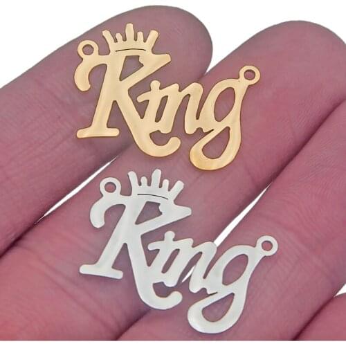 5pcs Stainless Steel King Crown Connector Charms Diy Necklace Bracelet Women Men Gift Gold Chain Jewelry Making Supplies Finding