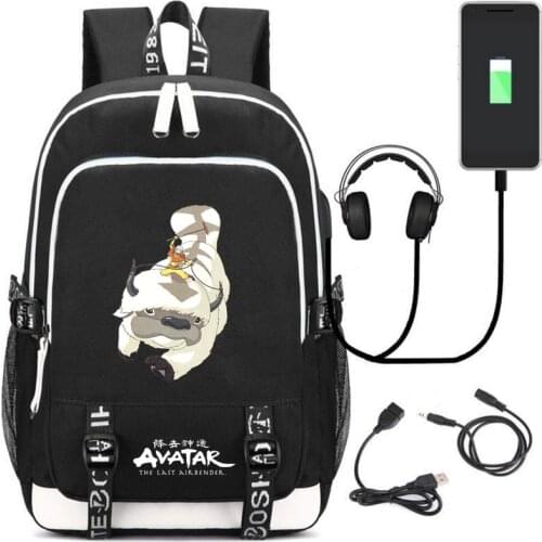 Avatar The Last Airbender canvas Backpack USB Charging school bag Tardis music mochila shoulder bag travel bag laptop bagpack