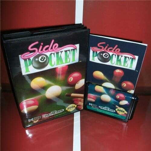 Side Pocket US Cover with box and manual For Sega Megadrive Genesis Video Game Console 16 bit MD card