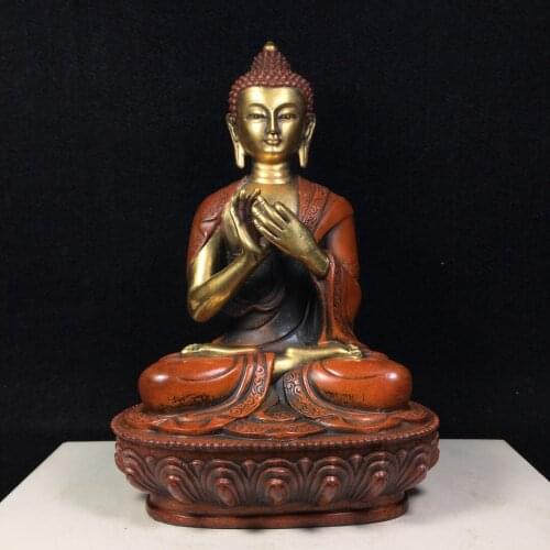 8" Tibet Buddhism Old Bronze Gilt Real gold Jampa Buddha Maitreya Bodhisattva Buddhist bodhisattva Sakyamuni Enshrine the Buddha