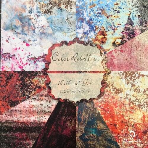 24 Sheets 12"X12" 200gsm Color Rebellion Patterned Paper Pad DIY Scrapbooking Handmade Craft Background