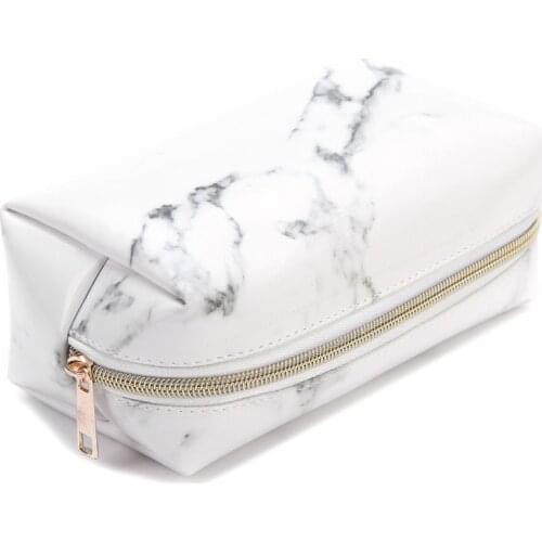 Marble Quality PU Leather Pencil Case School Supplies Stationery Pen Pencil Bag Zipper Large Capacity Makeup Bag Pen Box Pouch