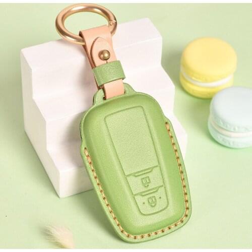 Leather Car Key Case Cover for Toyota Prius Camry Corolla C-HR CHR RAV4 Prado 2018 Accessories Keychain Shell Protector Cover