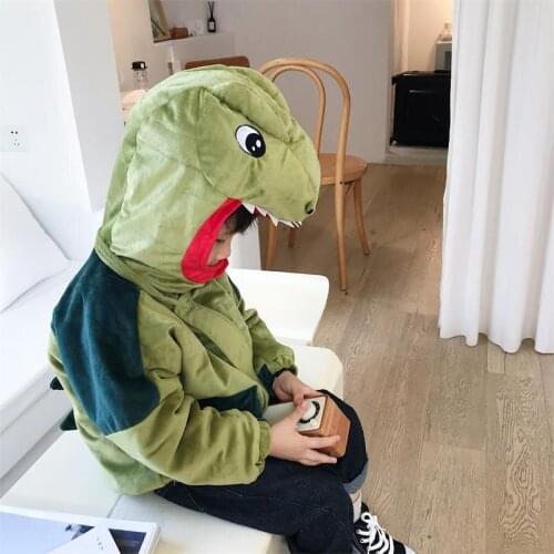 Kids Jacket 2020 Lovely 3D Cartoon Dinosaur Winter Childrens Jackets Girl Cardigan Increase Cotton Coats Thicken Baby Boys Coat