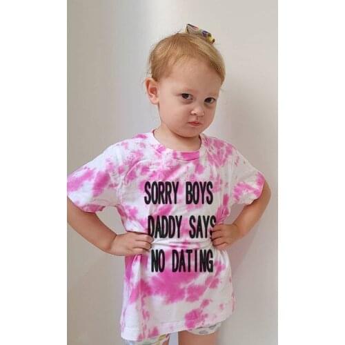 Toddlers Breathable Summer T-shirt 6M-5T Boys Girls Random Dyeing Letter Printing Short Sleeve Round Collar Top Casual Clothes