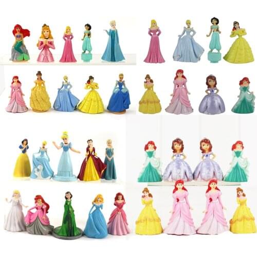 4-6-8-10 Pce/Set 5-15cm Princess Snow White Cinderella Bellw Mermaid Sopha Sofia Action Figure collection Model Toys Brinquedos