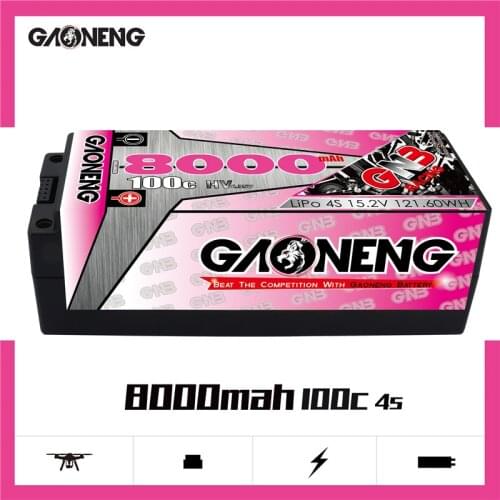 Gaoneng GNB15.2V 8000mAh 4S 100C MAX 200C 5mm Bullet Hardcase LiPo Battery XT90 Connector for 1:8 1/8 four drive off-road RC Car