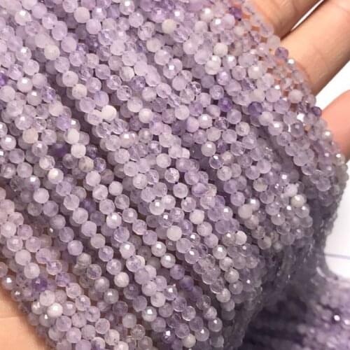 2mm 3mm 4mm Faceted Natural Lavender Amethysts Stone Beads For Jewelry Making Round Loose Purple Jades Small Stone Bead DIY 15