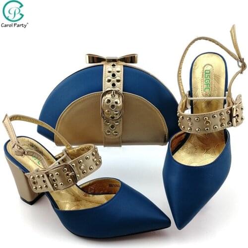 Italian Design Hot Selling 2021 New Arrival Neirian Fashon Classic Style Elegant Roayl Blue Color Party Women Shoes and Bag Set