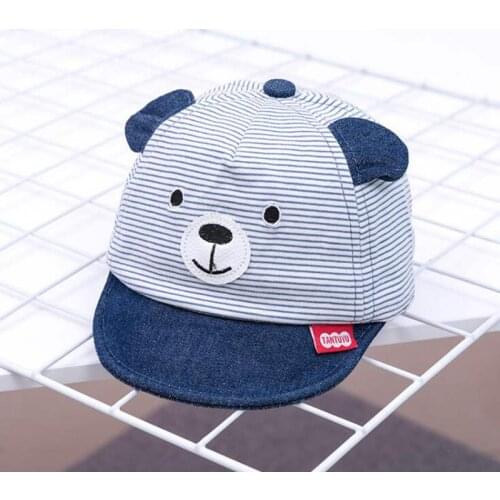 Adjustable Baby Summer Caps Cute Cartoon Bear Baby Boys Girls Hats Soft Cotton Kids Baseball Cap Casual Outdoor Toddler Sun Hat
