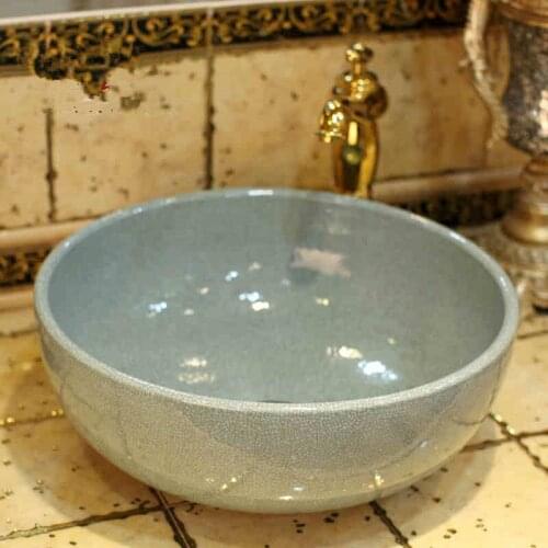 Bathroom Lavabo Ceramic Counter Top Wash Basin Cloakroom Hand Painted Vessel Sink crackle glazing bathroom sink small sink