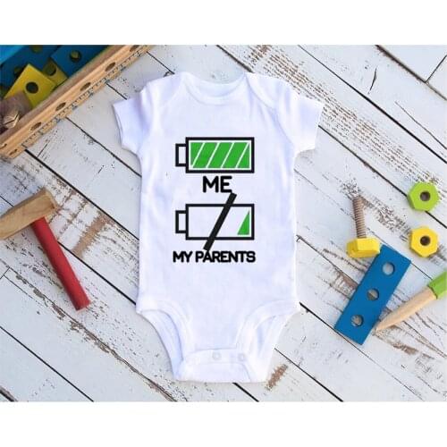 New Summer Newborn Infant Baby Bodysuit Boys Girls Short Sleeve Romper Me My Parents Pattern Jumpsuit Cotton One Piece Clothes