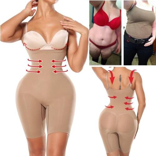 Women Waist Trainer Full Body Shapewear Tummy Control Butt Lifter Body Shaper Thigh Slimmer High Waist Bodysuit with Straps