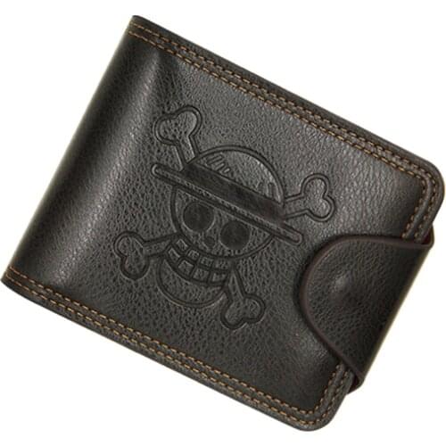 New Arrival: Anime Synthetic Leather Wallet One Piece Purse Embossed with Luffys Skull Mark Folding Card Holder