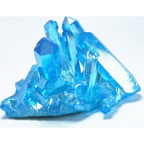 Titanium Coating Quartz vug Natural Blue Aura Angel Crystal cluster Gemstone Flower Crystals Healing