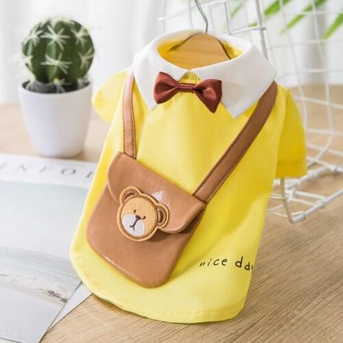 Pet Bear Satchel Clothes for Small Dogs Cats Spring Summer Thin Breathable Princess T-shirt for Teddy Chihuahua