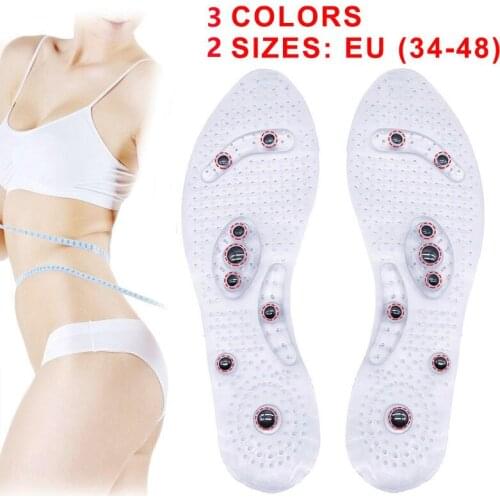 2Pcs/Lot Feet Magnetic Therapy Insoles Transparent Gym Weight Loss Men Women Comfort Pads Massage Foot Care Relaxation