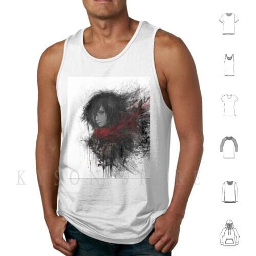 Look Tank Tops Vest 100% Cotton Girl Beautiful Eye Abstract Fantasy Hair Red Beautiful Girl Splatter Flow Love People
