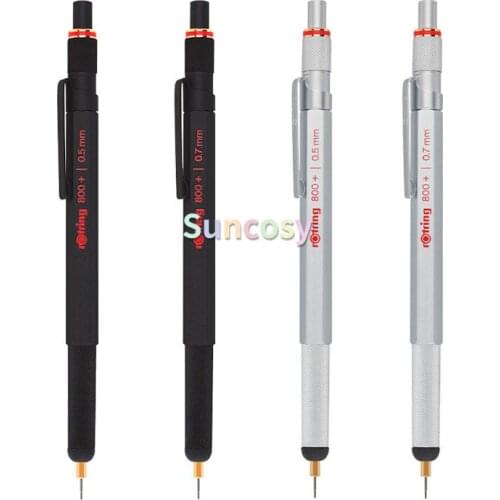 ROtring 800+ Mechanical Pencil and Touchscreen Stylus, 0.5 0.7mm, Black/silver Barrel, Premium Hybrid Mechanical Pencil + Stylus