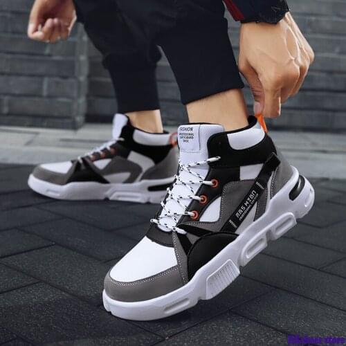 Men Fashion Sneakers Autumn New High Top Lace-up Damping Shoes Men Casual Outdoor Classic Fitness Shoes Men Vulcanize Shoes