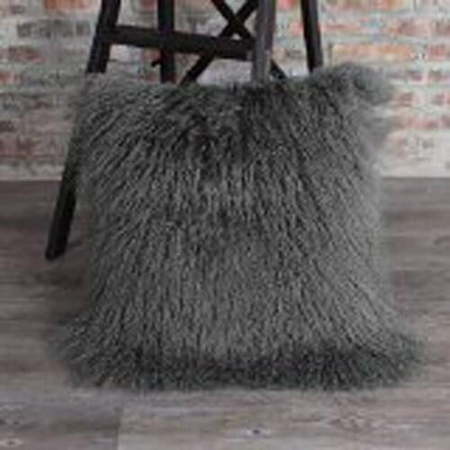 Gray Mongolian Fur pillow cover Real Fur Cushion Covers Funda Cojin Sofa Decorative Throw Pillows Cushions Home Decor