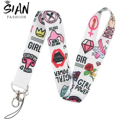 New Feminist Girl Power Keycord GIRLS SUPPORT GIRLS Lanyard Neck ID Card Accessories Phone Charm Keychain Unisex Jewelry Gift