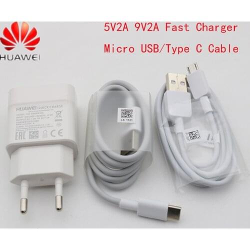 Huawei Original Charger 9V/2A USB Fast Charger Micro USB/Type C For P8 P9 P10 P20 Plus Lite Honor 8 9 10 Mate7 8 10 Nova2 2i 3i
