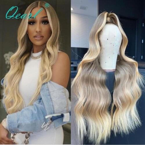 Highlight Wig Human Hair Loose Wave Lace Frontal Wigs 13x4/13x6 Women"s Wig Ash Honey Blonde Colored Remy Hair 150% 180% Qearl