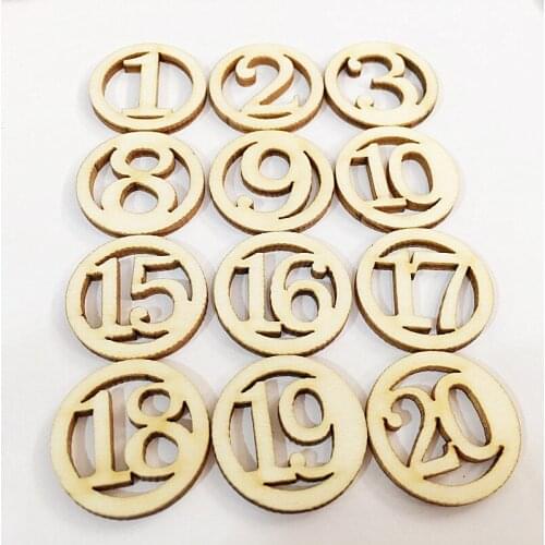 50 pcs Mixed wooden digital wood chips puzzle decorative wood chips personalized creative wedding teaching supplies