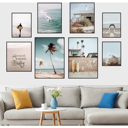 Travel Surf Scenery Poster Modern Landscape Art Canvas Painting Nordic Seaside Beach Home Room Picture Wall Decor FJ015
