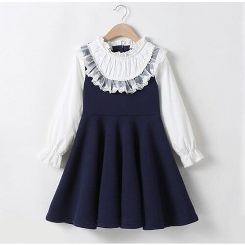 Girls Casual Dress 2021 Long Sleeve Kids Princess Vestidos Fall Fashion Children Lace Accessories Clothing Toddler Girl Dresses