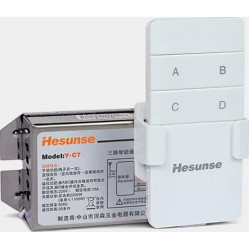 AC 220V 10A Wireless Switch 3 Ways RF Digital Remote Control Switch + Remote Controller 3CH Remote ON/OFF Y-C7 315mhz