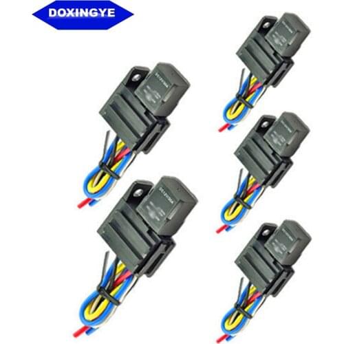 DOXINGYE,New 5 Set Car Auto Relay & Socket DC12V 30A Relay & Socket For Universal Electric Fan Fuel Pump Light SPDT 5Pin 12V