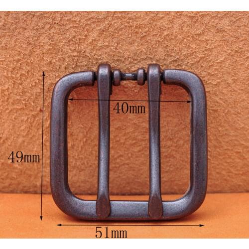 51*49MM (INNER 40 MM) Wide Double Tongue Pin Roller Prong Pin Belt Black Buckle Fits Belt Straps