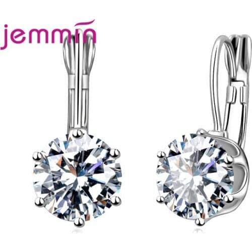 Luxury Crystal Zircon Women Hoop Earrings 925 Sterling Silver AAAA+ CZ Ear Accessories Daily Wear Delicate Girls Fashion Jewelry