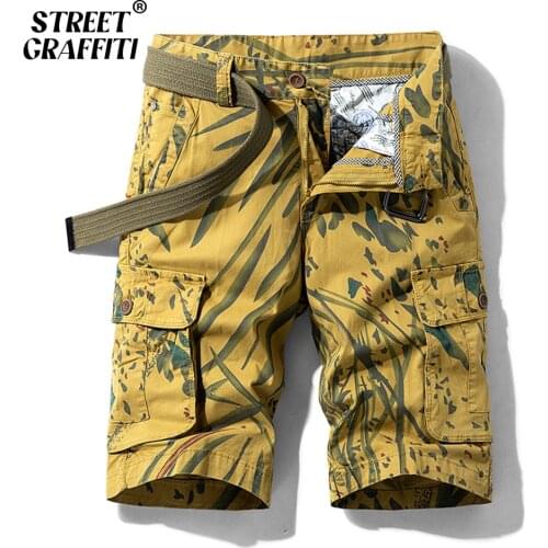 Cargo Shorts Men Spring Summer Breeches Cotton Bermuda Striped Print Denim Casual Multi-Pocket Pants Clothing Men’s Cargo Short