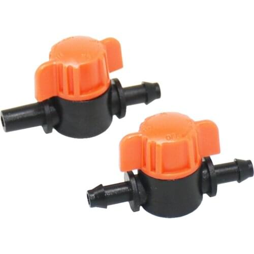 200Pcs Miniature Garden Tap Plastic Shut Off Coupling Valve Barb Connectors For 4/7mm Hose Garden Water Irrigation System
