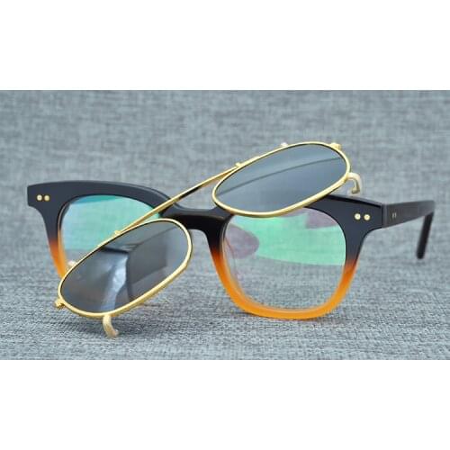 LKK Retro sunglasses Women/Men brand designer vintage small black Red Yellow shades sun glasses Oculos De Sol Two Lens glasses