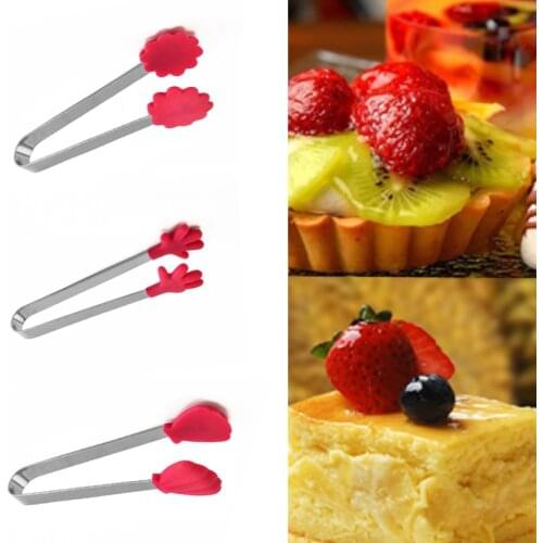1pc Stainless Steel Heat Resistant Kitchen Tong Small Non-Slip Silicone Bread Tong Ice Tongs Kitchen Tools BBQ Tools Accessories