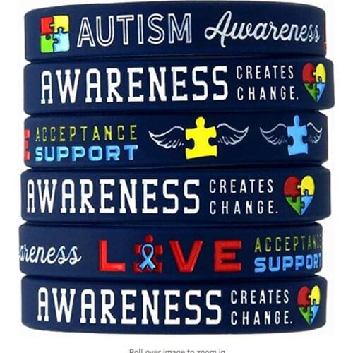 1pc Autism awareness medical alert Silicone Wristbands Adult Unisex Size bracelet