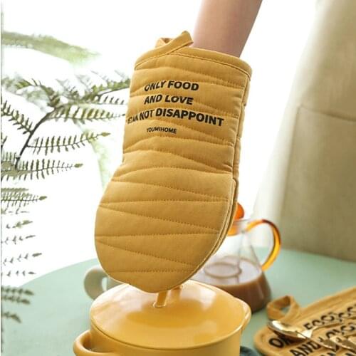 1Pcs Kitchen Gloves Insulation Letter Printed Pad Cooking Microwave Gloves Baking BBQ Oven Potholders Oven Mitts Potholder Pad