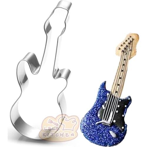 1pcs reposteria Musical Electric Guitar Fondant Cake Decor Tools Pastry Shop Metal Stainless Steel Cookie Cutter Biscuit Mould
