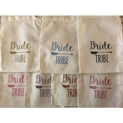 12pcs bride tribe muslin wedding Bachelorette Hangover bridal shower recovery Survival Kit favor gift bags party Candy pouches