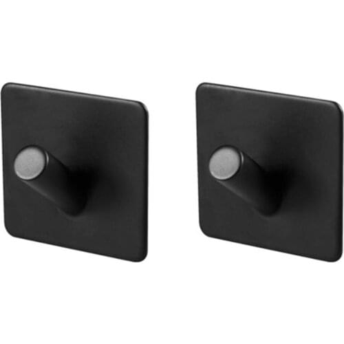 2pcs Black Towel Hooks Stainless Steel Wall Hook Non-Slip Heavy Duty Wall Hooks Hangers Waterproof Stick on Hooks for Bathroom