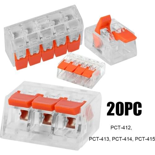 20pcs 2/3/4/5 Way Mixed Cable Connector Wire Universal Junction Compact Connectors Quick Terminals Kit