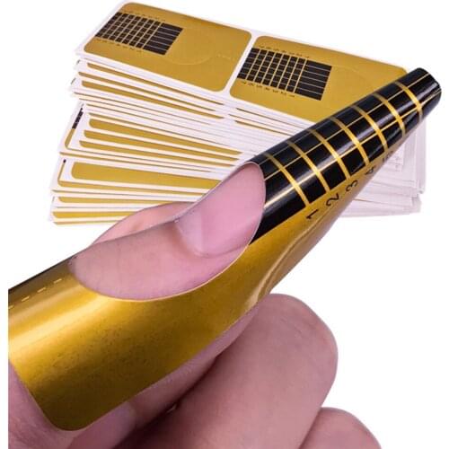 20pcs Nail Art French Acrylic UV Gel Tips Extension Builder Form Guide DIY Nail Gel Curl Forms Manicure Stickers для маникюра