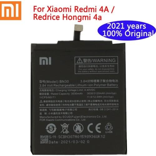 2021 years 100% high quality Original Battery BN30 ForXiaomi Redmi 4A Redrice Hongmi 4A Lithium Polymer Replacement Bateria